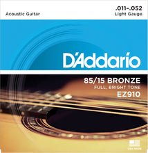 Cargar imagen en el visor de la galería, Cuerdas D&#39;ADDARIO guitarra acústica metal EZ910 11 - 52
