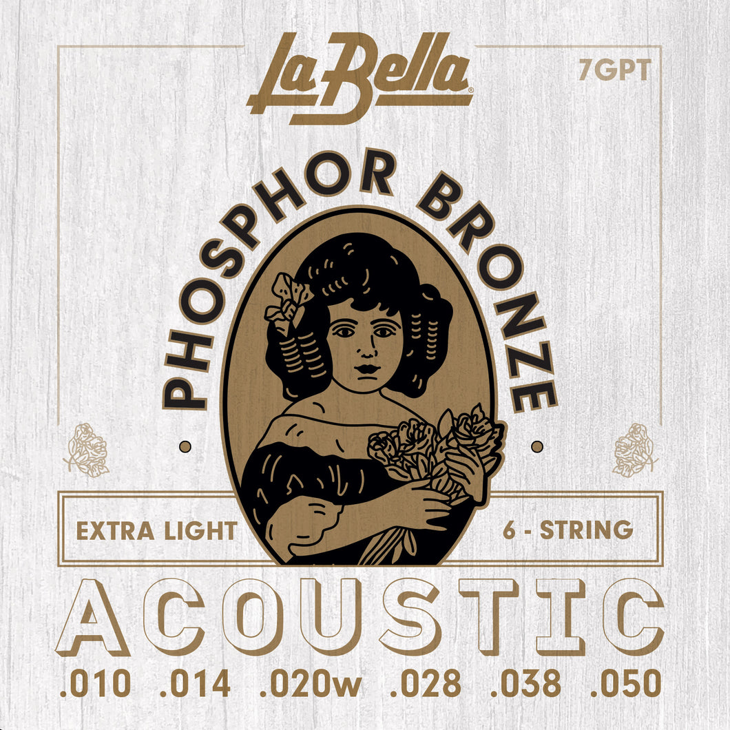 Cuerdas LA BELLA guitarra acústica metal Phosphor Bronze 7GPT 10 - 50