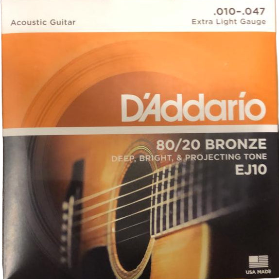Cuerdas D'ADDARIO guit acústica metal 0.10 EJ10