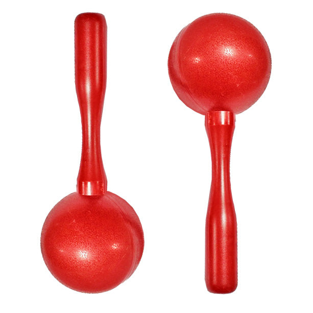 Red plastic maracas pair