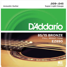 Cargar imagen en el visor de la galería, Cuerdas D&#39;ADDARIO guitarra acústica metal EZ890 9 - 45
